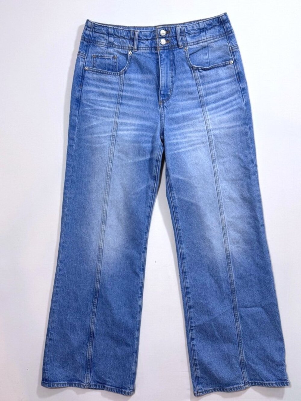 LOFT High Rise Wide Leg Jeans Front Seam Light Wash Women's 28 / 6 Casual Street
